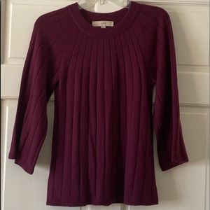 NWOT Loft Maroon 3/4 Length Sweater XS